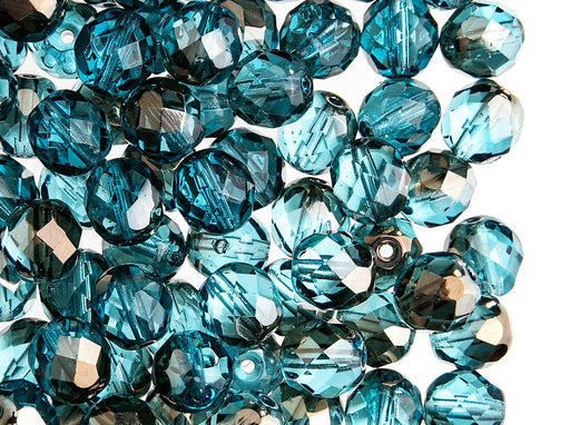 Fire Polished Beads 8 mm, Aquamarine Valentinite, Czech Glass