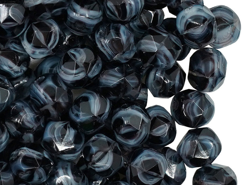 50 pcs Fire Polished Faceted Beads Round, 8mm, Moonlight, Czech Glass
