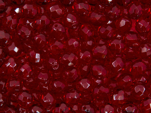 FP Faceted Beads Round 8 mm 8 mm Dark Ruby Czech Glass Red