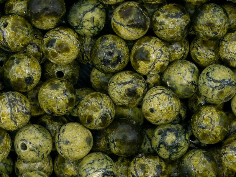 10 pcs Natural Stones Round Beads 8 mm, Serpentinite, Ural gems, Russia