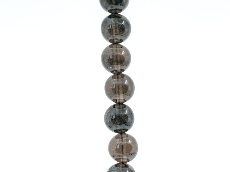 5 pcs Natural Stones Round Beads 10 mm, Obsidian Semi-Transparent Black, Ural gems, Russia