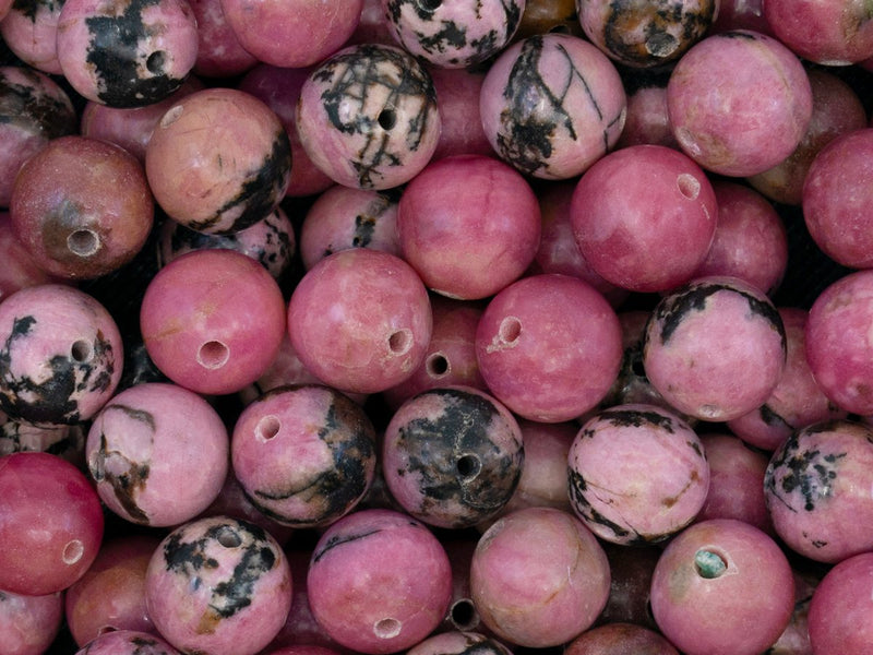 10 pcs Natural Stones Round Beads 8 mm, Rhodonite, Ural gems, Russia
