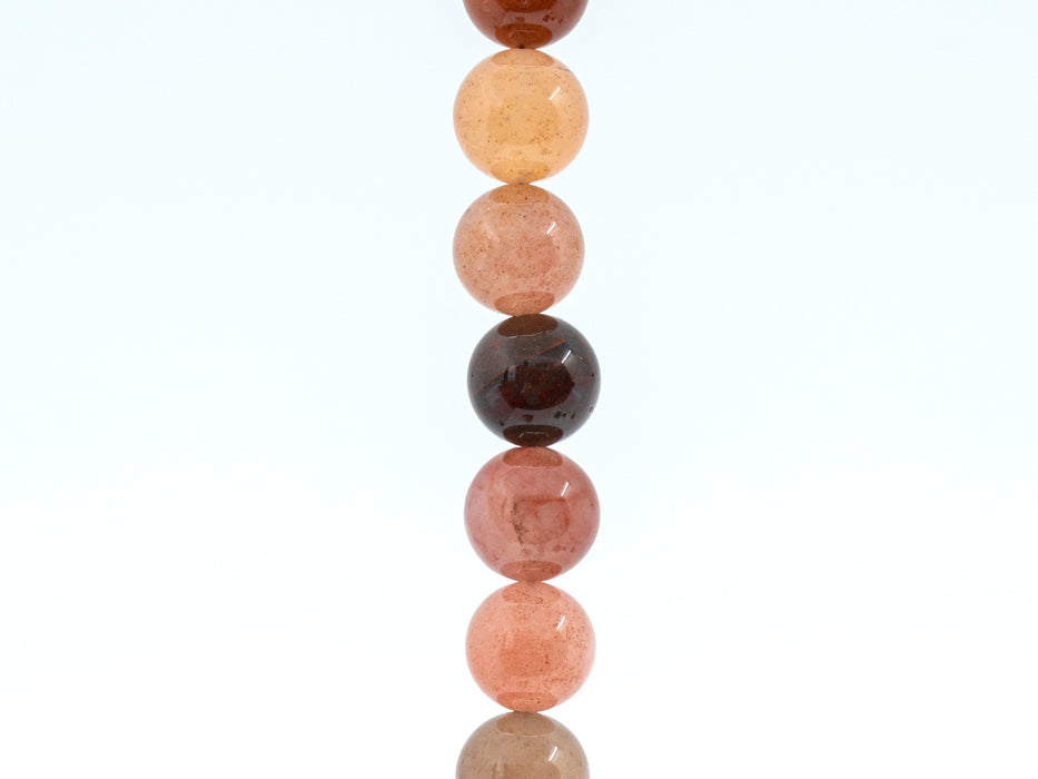 5 pcs Natural Stones Round Beads 12 mm, Chalcedony Agate Brown Pink, Ural gems, Russia