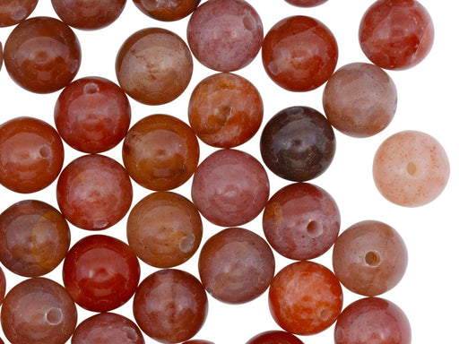 Natural Stones Round Beads 8 mm, Chalcedony Agate Brown Pink, Minerals, Russia