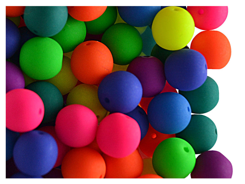 32 pcs Round NEON ESTRELA Beads, 8mm, Mix (UV Active), Czech Glass
