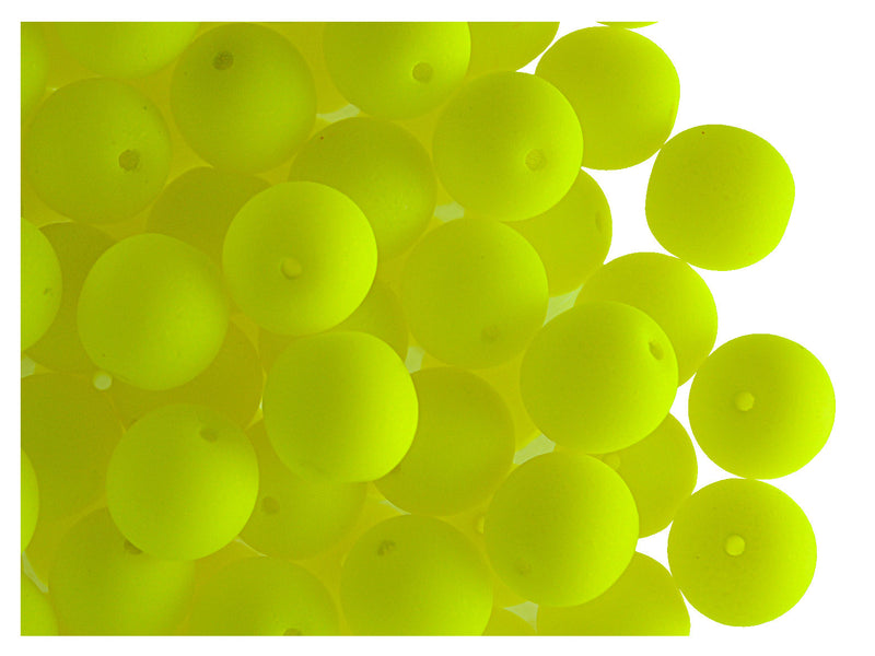 30 pcs Round NEON ESTRELA Beads, 8mm, Yellow (UV Active), Czech Glass