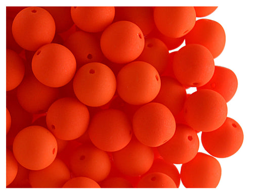 30 pcs Round NEON ESTRELA Beads, 8mm, Orange (UV Active), Czech Glass