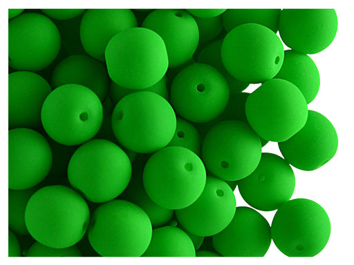 30 pcs Round NEON ESTRELA Beads, 8mm, Green (UV Active), Czech Glass