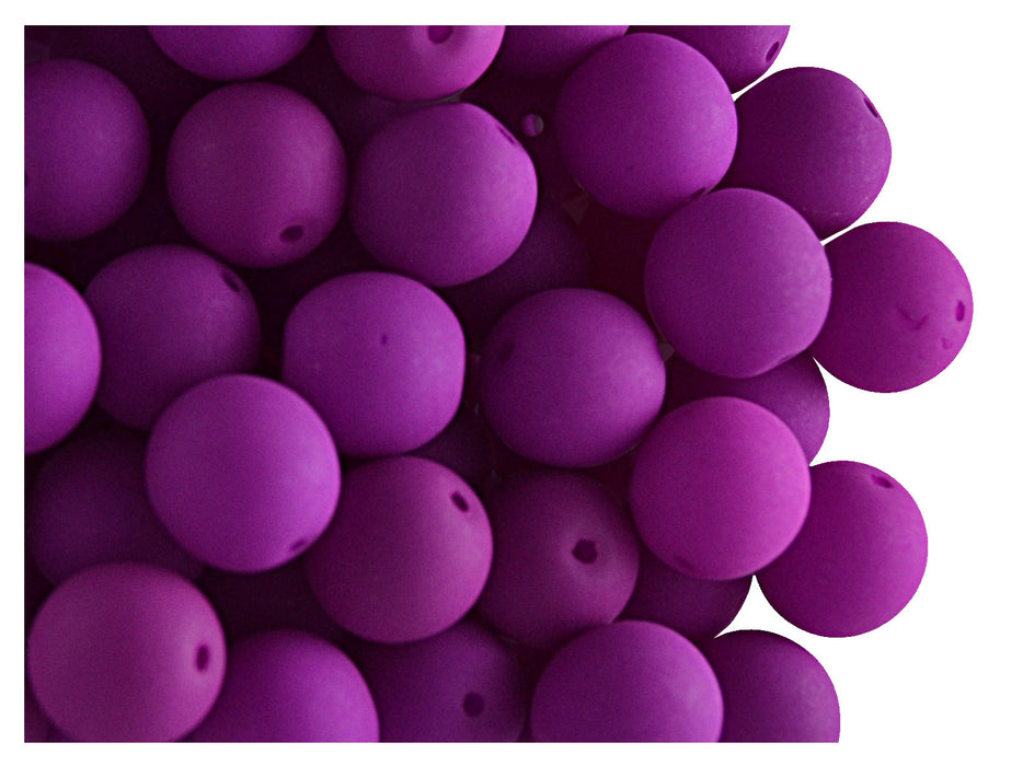 30 pcs Round NEON ESTRELA Beads, 8mm, Purple (UV Active), Czech Glass
