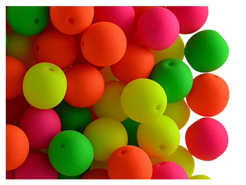 32 pcs Round NEON ESTRELA Beads, 8mm, Warm Mix (UV Active), Czech Glass