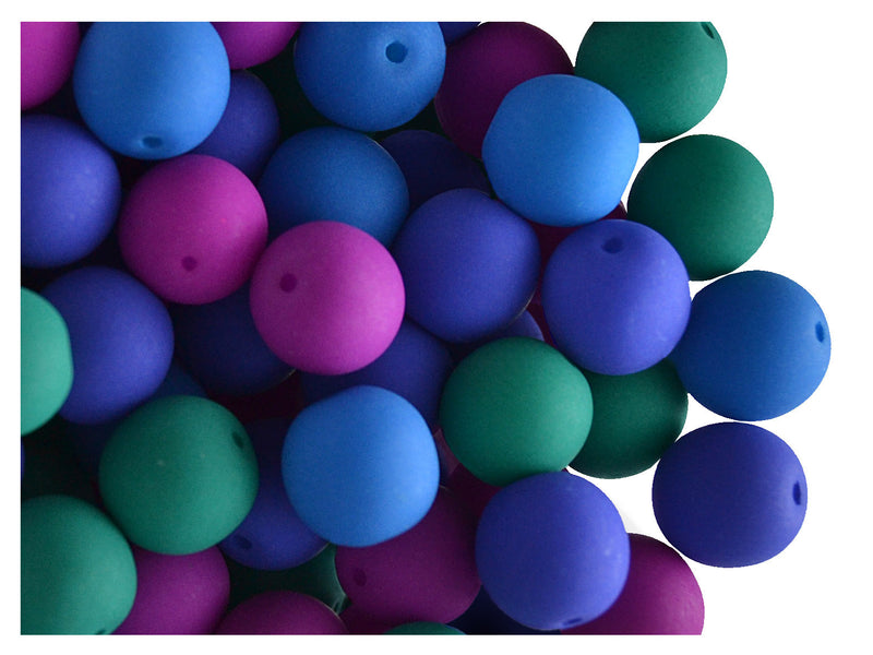 32 pcs Round NEON ESTRELA Beads, 8mm, Dark Mix (UV Active), Czech Glass