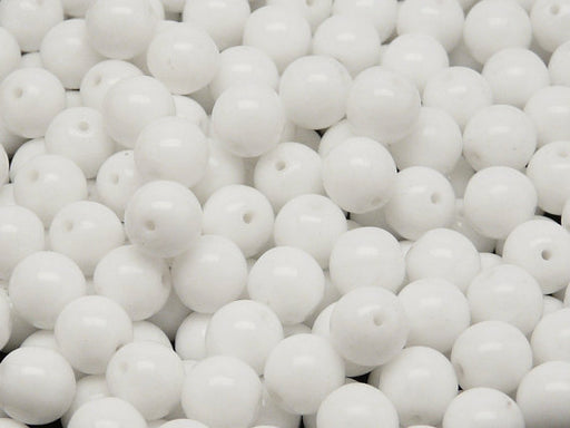 25 pcs Round Pressed Beads, 8mm, Opaque White (Chalk), Czech Glass