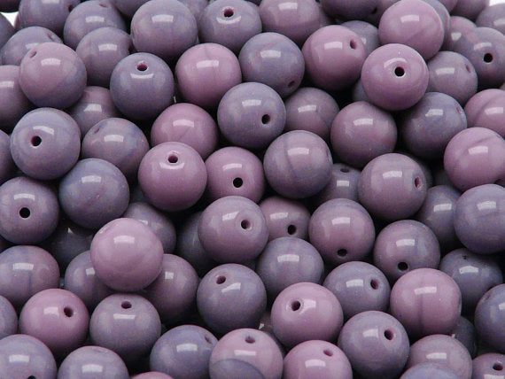 25 pcs Round Pressed Beads, 8mm, Opaque Amethyst (Opaque Violet), Czech Glass