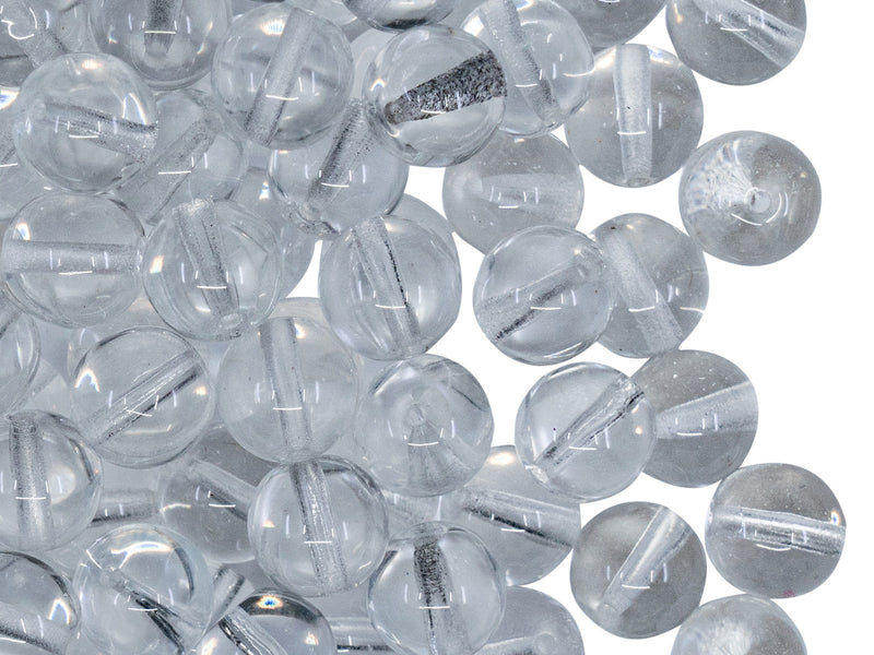 25 pcs Round Pressed Beads, 8mm, Crystal Clear, Czech Glass