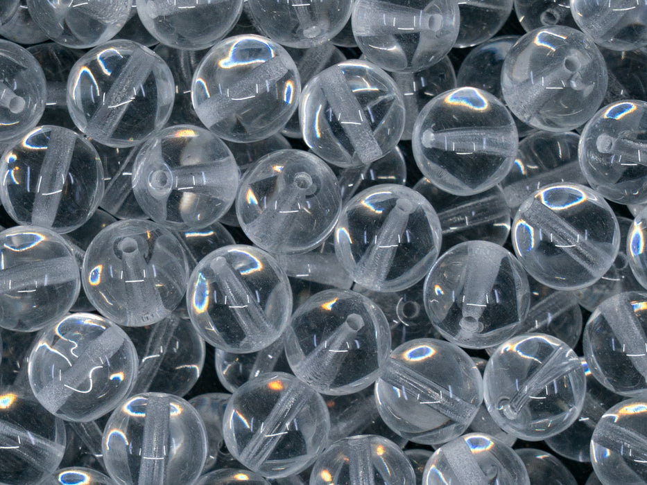 25 pcs Round Pressed Beads, 8mm, Crystal Clear, Czech Glass