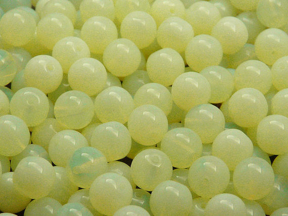 25 pcs Round Pressed Beads, 8mm, Yellow Opal, Czech Glass
