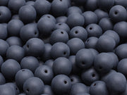 Round Beads 8 mm, Jet Black Matte, Czech Glass