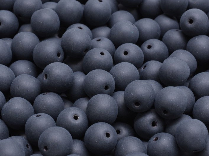 Round Beads 8 mm, Jet Black Matte, Czech Glass