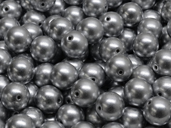 Round Beads 8 mm, Crystal Aluminum, Czech Glass