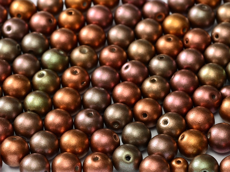 Round Beads 8 mm, Crystal Purple Iris Gold, Czech Glass