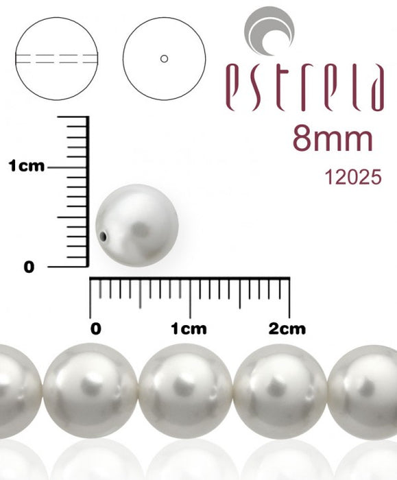 30 pcs Round Pearl Beads 8mm, Czech Glass, White Pearl
