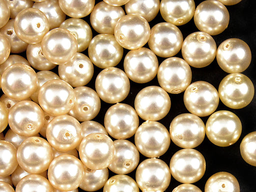 30 pcs Round Pearl Beads, 8mm, Beige Pearl, Czech Glass