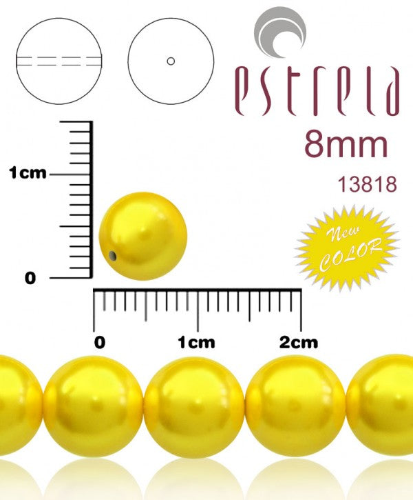 30 pcs Round Pearl Beads, 8mm, Pastel Yellow, Czech Glass