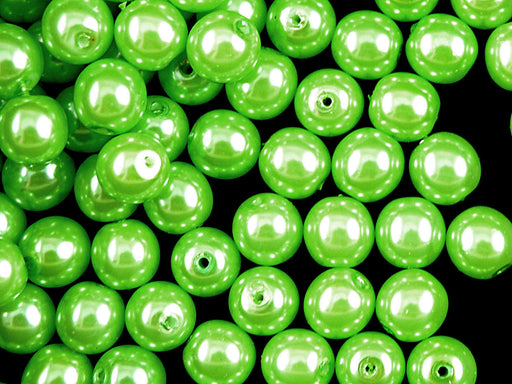 30 pcs Round Pearl Beads, 8mm, Pastel Green Pea , Czech Glass