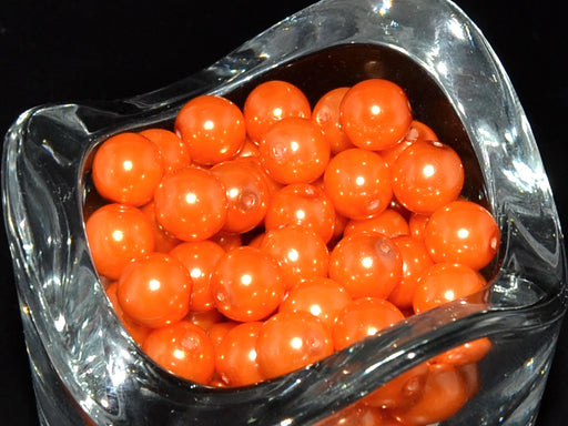 30 pcs Round Pearl Beads, 8mm, Pastel Orange, Czech Glass