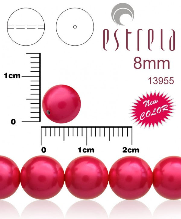 30 pcs Round Pearl Beads, 8mm, Pastel Pink, Czech Glass
