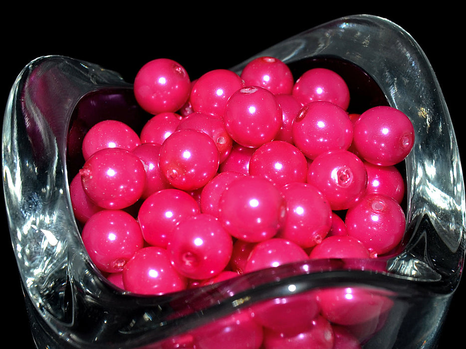 30 pcs Round Pearl Beads, 8mm, Pastel Pink, Czech Glass