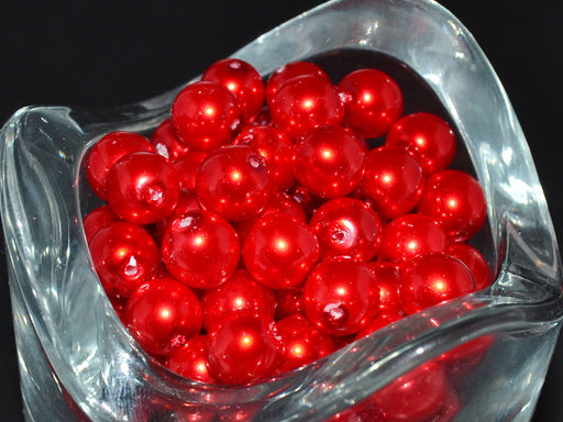 30 pcs Round Pearl Beads, 8mm, Red, Czech Glass
