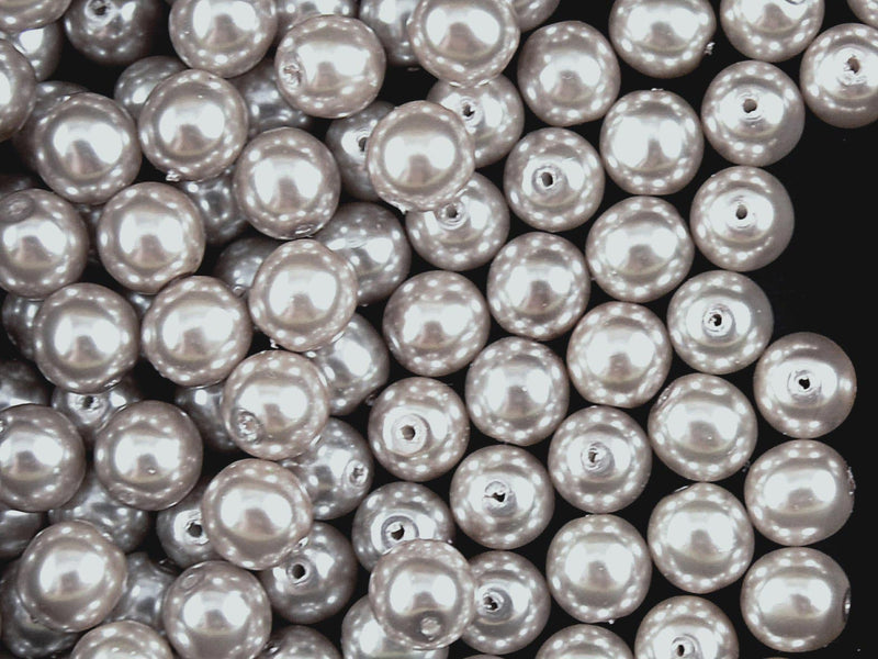 30 pcs Round Pearl Beads, 8mm, Dark Platinum Pearl, Czech Glass