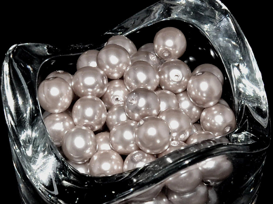 30 pcs Round Pearl Beads, 8mm, Dark Platinum Pearl, Czech Glass