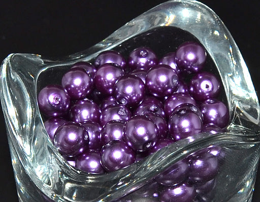 30 pcs Round Pearl Beads, 8mm, Violet, Czech Glass