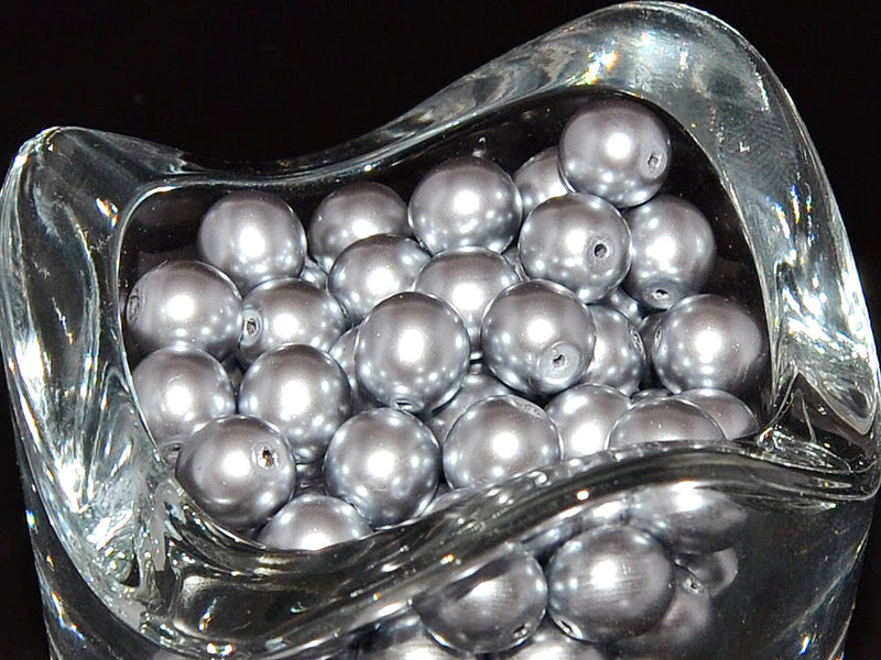 30 pcs Round Pearl Beads, 8mm, Gray Pearl, Czech Glass