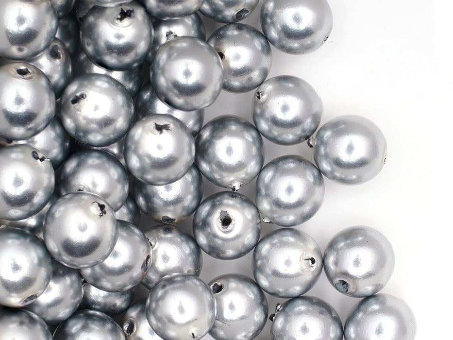 30 pcs Round Pearl Beads, 8mm, Gray Pearl, Czech Glass