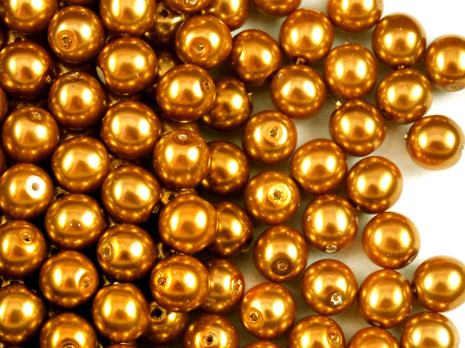 30 pcs Round Pearl Beads, 8mm, Bronze Pearl, Czech Glass