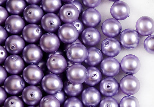 30 pcs Round Pearl Beads, 8mm, Purple Matte, Czech Glass