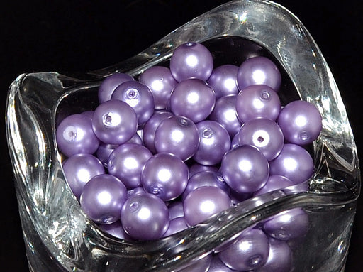 30 pcs Round Pearl Beads, 8mm, Purple Matte, Czech Glass