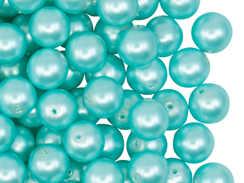 30 pcs Round Pearl Beads, 8mm, Jade Green Matte, Czech Glass