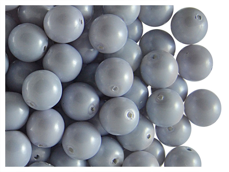 30 pcs Round Pearl Beads, 8mm, Baby Blue Pastel, Czech Glass