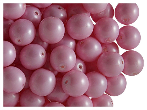 30 pcs Round Pearl Beads, 8mm, Baby Pink Pastel, Czech Glass
