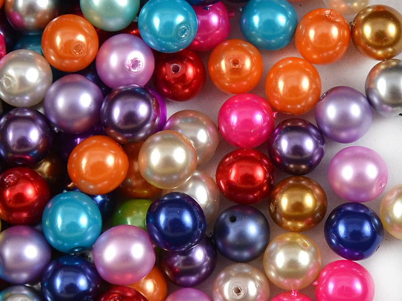 30 pcs Round Pearl Beads, 8mm, Mix Pearl Colors, Czech Glass