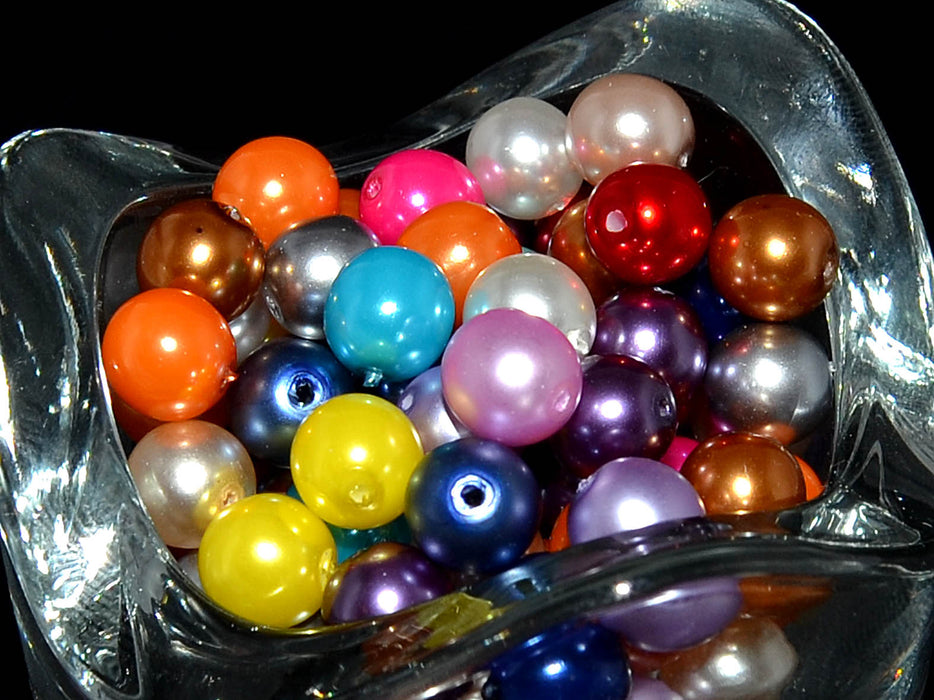 30 pcs Round Pearl Beads, 8mm, Mix Pearl Colors, Czech Glass