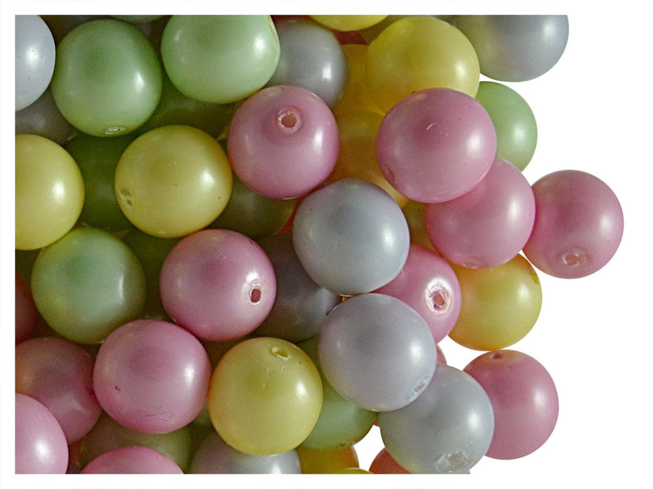 30 pcs Round Pearl Beads, 8mm, Baby Mix Pastel, Czech Glass