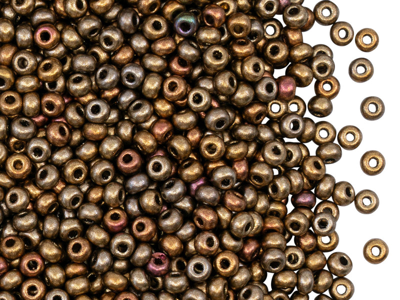 20 g 8/0 Seed Beads, Purple Iris Gold, Czech Glass