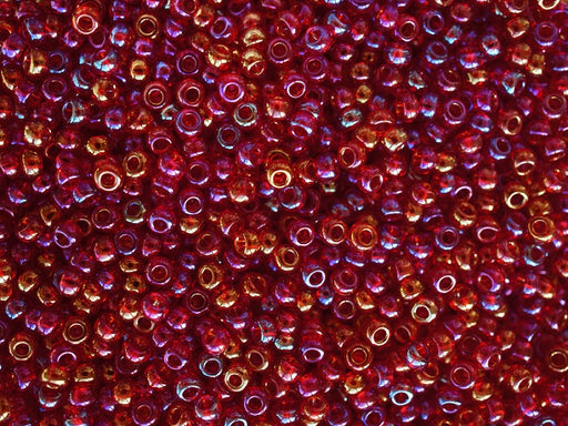 20 g 8/0 Seed Beads Preciosa Ornela, Ruby Iris Rainbow, Czech Glass
