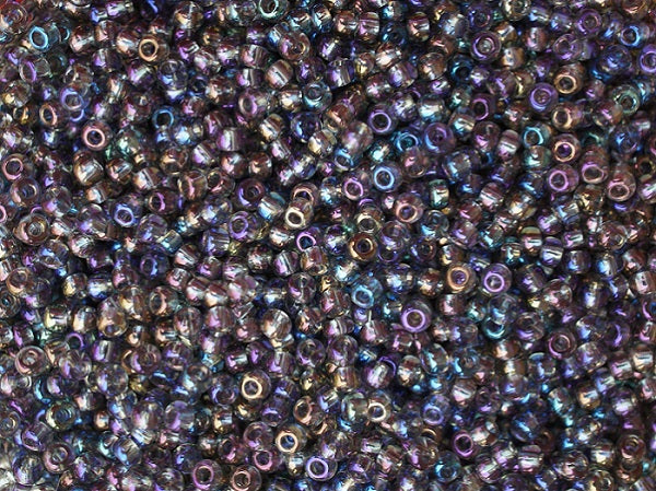 20 g 8/0 Seed Beads Preciosa Ornela, Transparent Gray Iris, Czech Glass