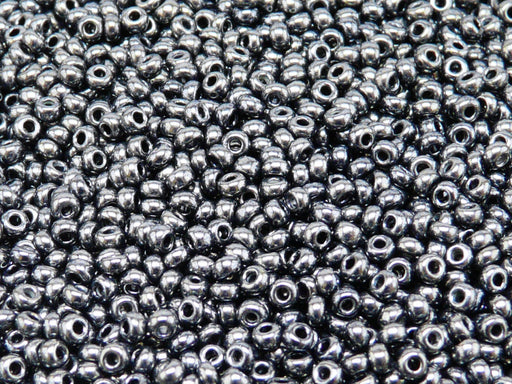 20 g 8/0 Seed Beads Preciosa Ornela, Jet Hematite (Gray), Czech Glass